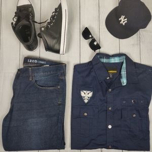 Counterattack Mens Button Down Shirt Navy 2XL